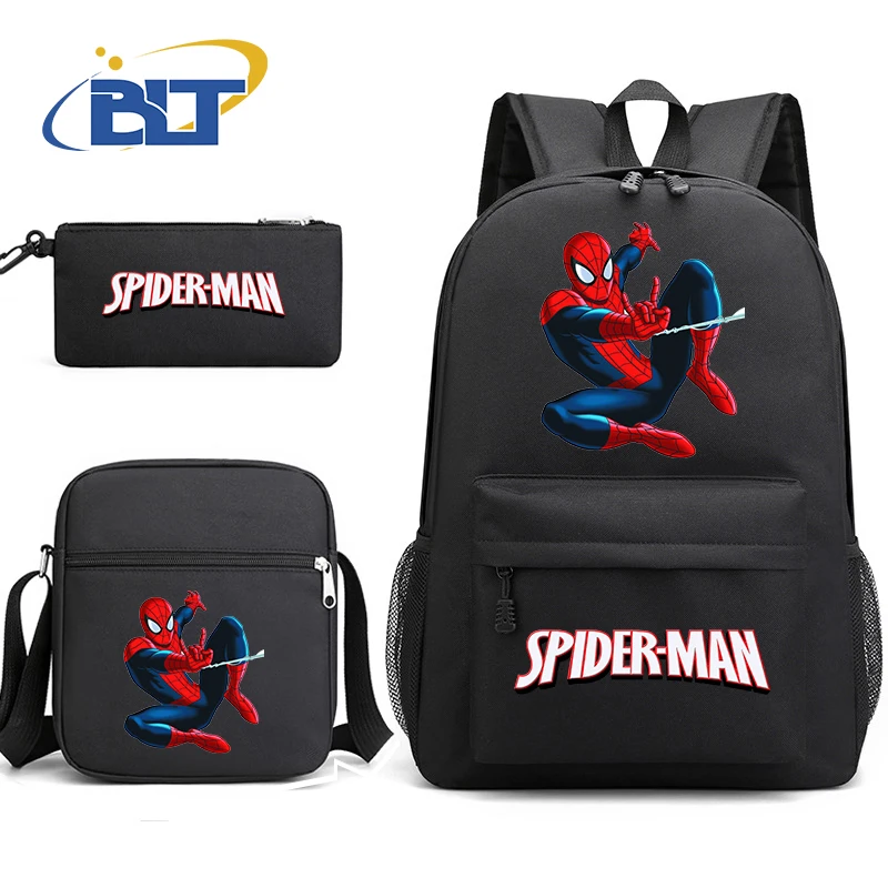 MINISO Spider-Man Printed Student Schoolbag Set Children's Backpack Shoulder Bag Pencil Case Three-piece Set