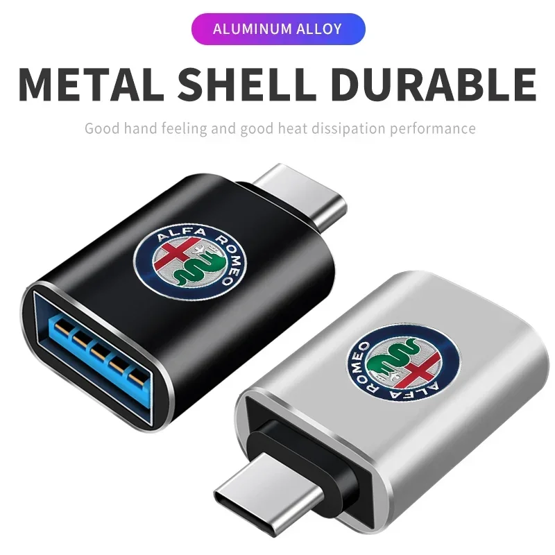 Car Styling Car Type-C To USB Interface Mini Converter Charging Adapter For Alfa Romeo Giulia Giulietta Stelvio Mito Tonale 147