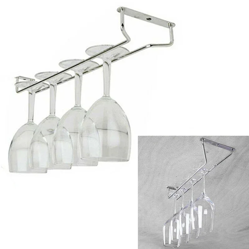 Upside Down Wine Glasses Rack Champagne Cup Holder Stainless Steel Hanging Bar Hanger Shelf For Home Kitchen Bar NEW