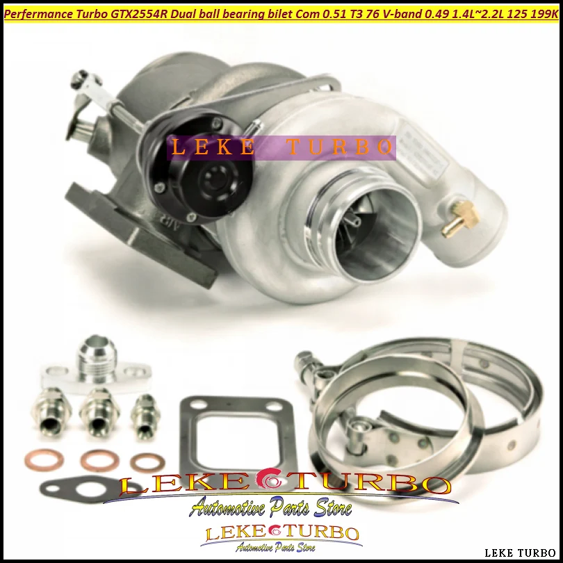 

Perfermance Turbo GTX2554R Dual ball bearing bilet wheel 836023-5001 0.51 T3 76 V-band 0.49 Turbocharger For 1.4L~2.2L 125 199KW