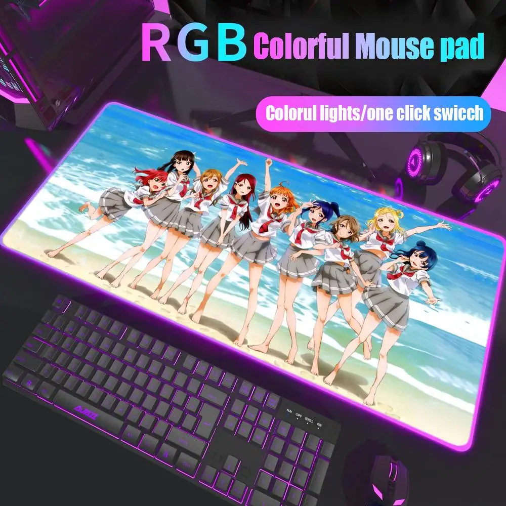 

Love Live School Idol Project Mouse Pad Gamer Rgb Desk Mat Back Light Led Mousepad Setup Gaming Accessories Deskmat Big Mousepad
