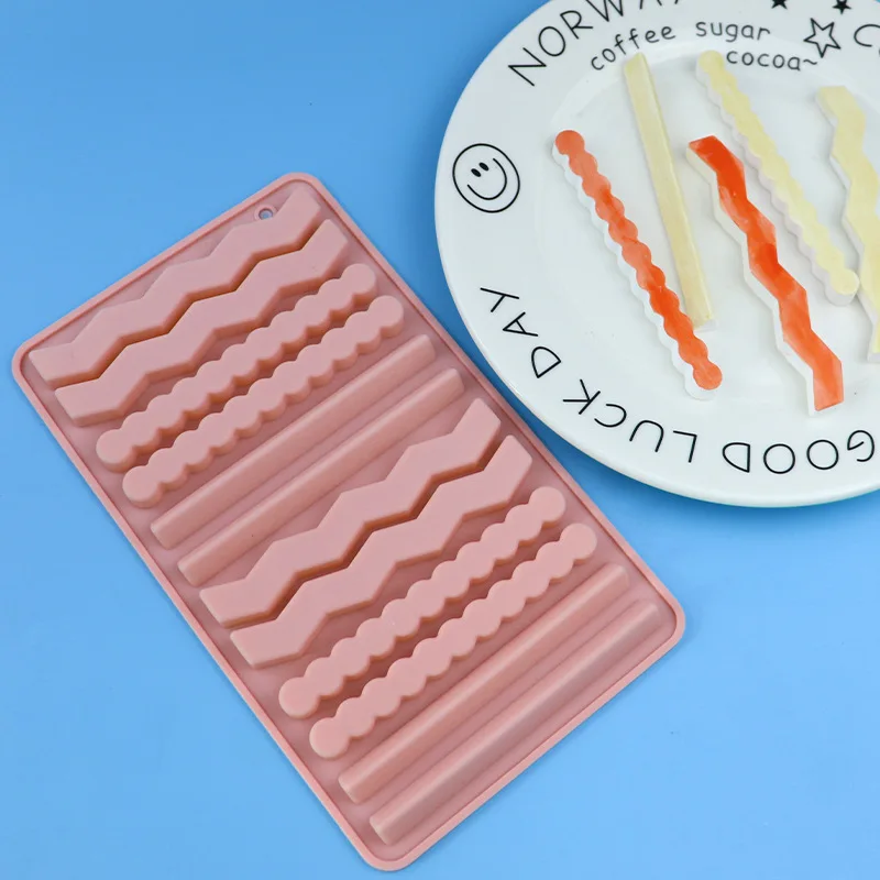 12 Long Sticks Silicone Mold Energy Bar To Make Cheese Sticks DIY Baking Chocolate Mould XG602