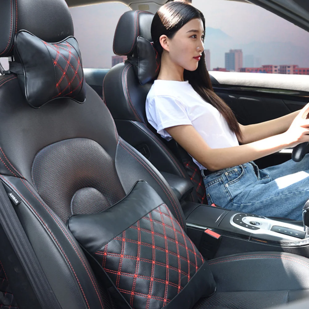 

Pillow Universal Headrest Breathable Seat Cushion Support Ergonomic Design Comfortable For Long Drives Pp Cotton Pu