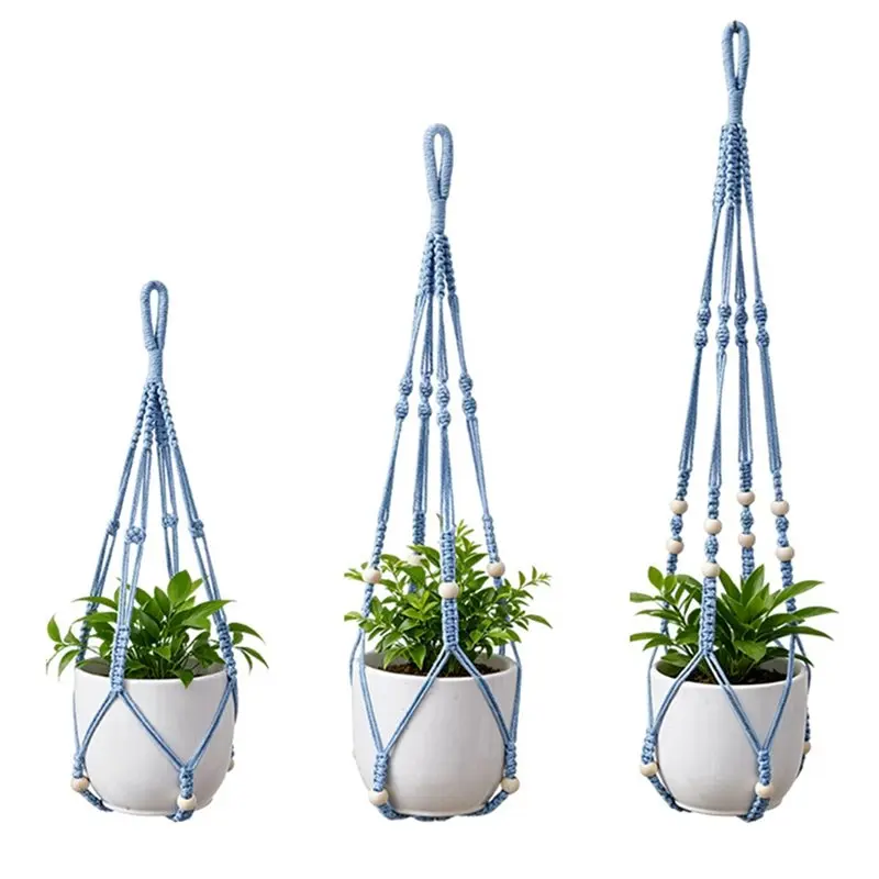 Hot Sale-Eco-Friendly 3-Piece Hanging Basket Macrame Plant Hanger-Net Pots For Garden, Balcony And Indoor Plants