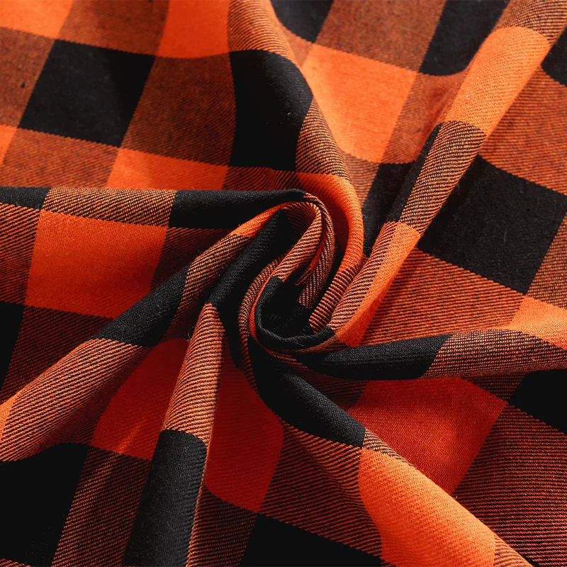 Orange Black Checkered Polyester Halloween Festive Dining Table Decoration Tablecloth