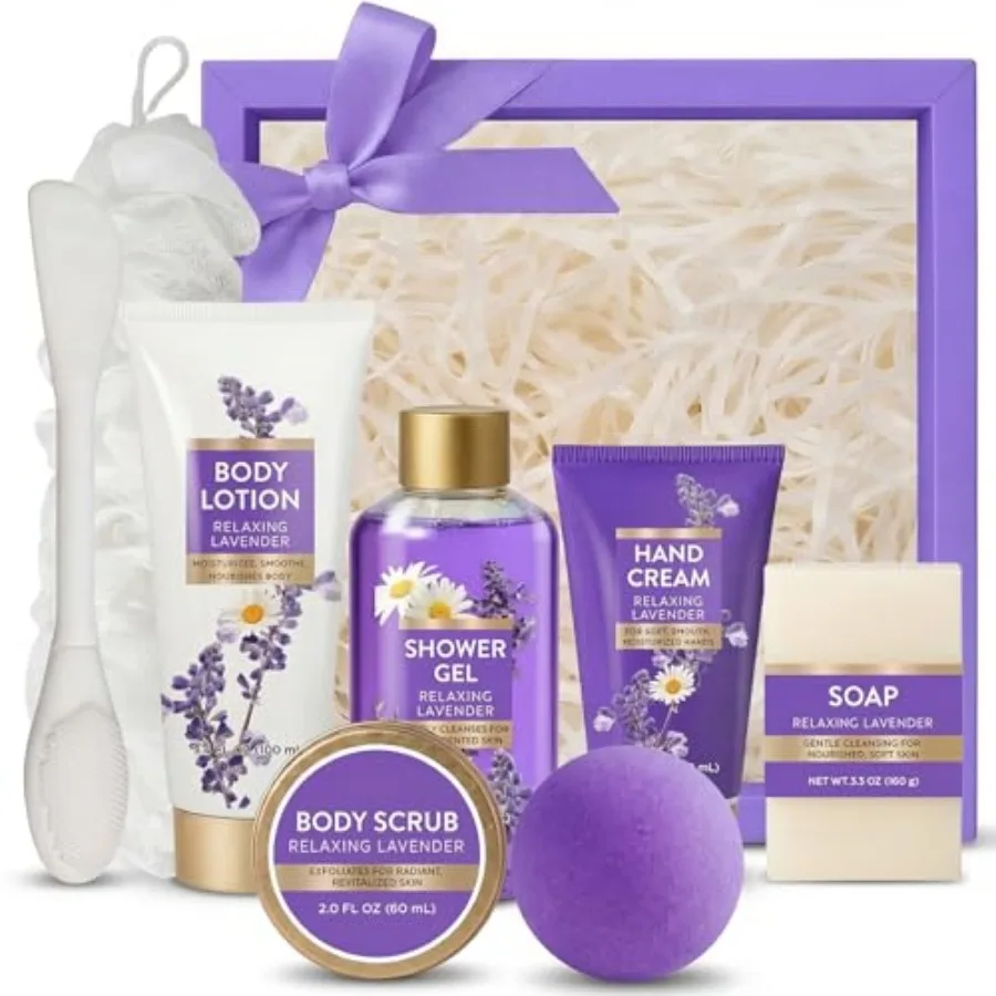 Spa Luxetique Gifts for Women Relaxing Lavender Gift for Womens 8pcs Spa Gift for Women Bath and Body Works Gift Set Birthday G