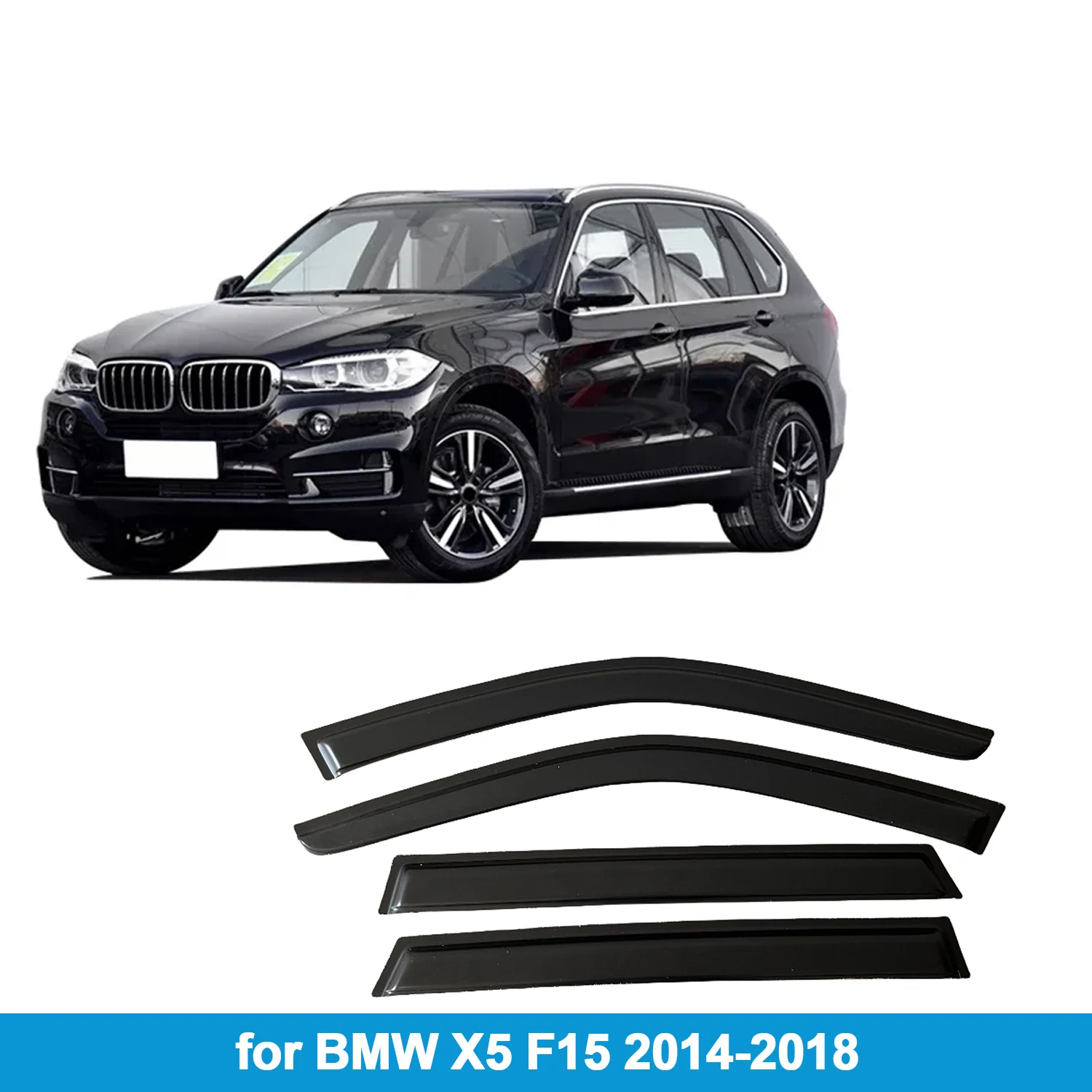 

Window Visor for BMW X5 F15 2014-2018 Rain Guard Side Vent Deflector Weathershield Outside-Mount Tape On