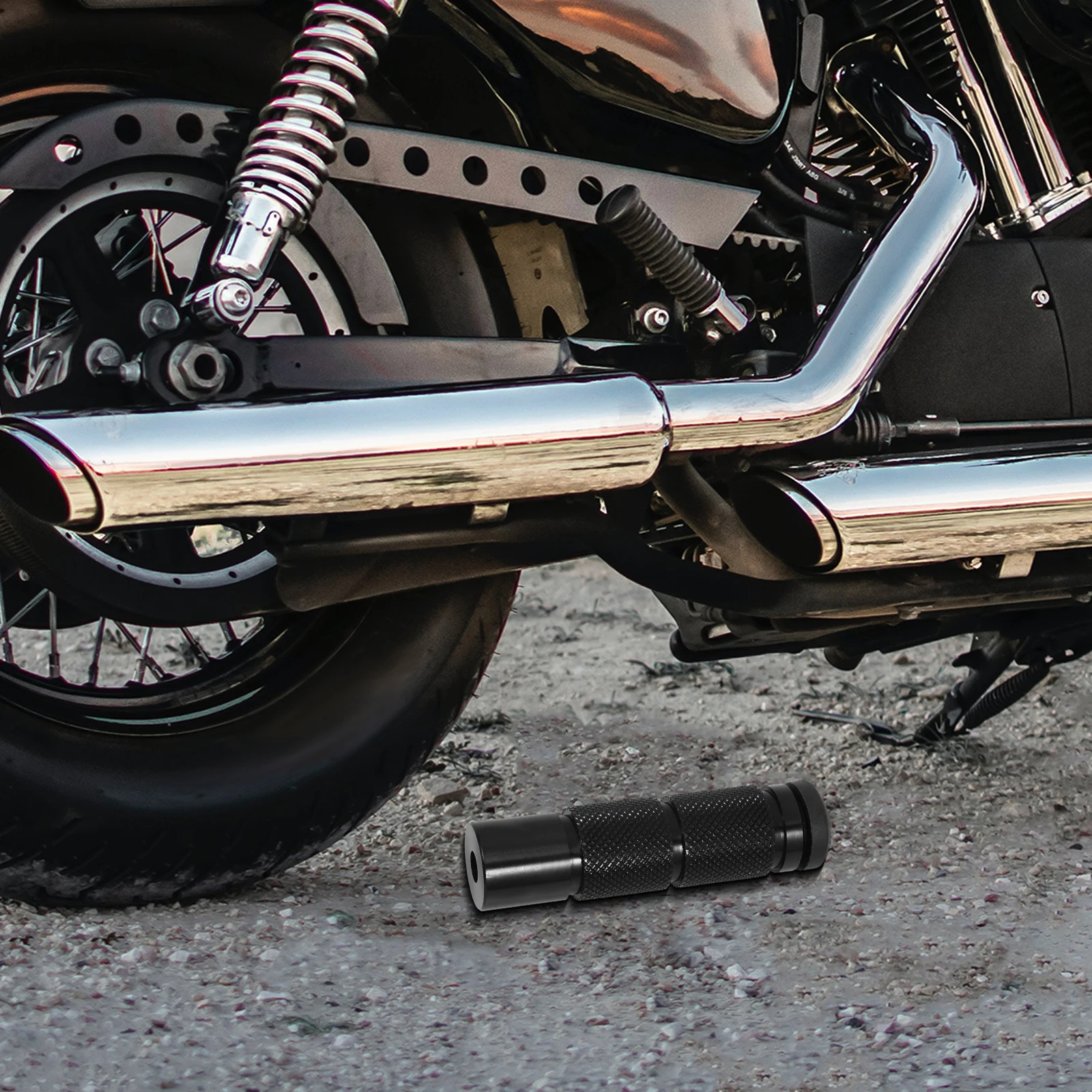 

2 Pcs Motorcycle Pedal Round Aluminum Alloy Rear Foot Pegs Black Durable Compatible Off Road Motorcycles Footrest Accessories