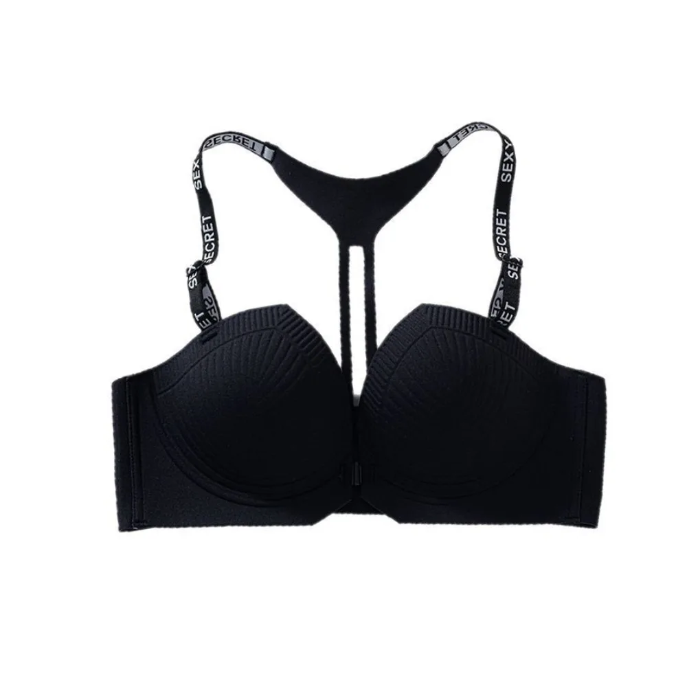 

Adjustable Deep V Wireless Push Up Bra Letter Shockproof Seamless Bra for Women Underwear Close-fitting Front Buckle Bra Yoga