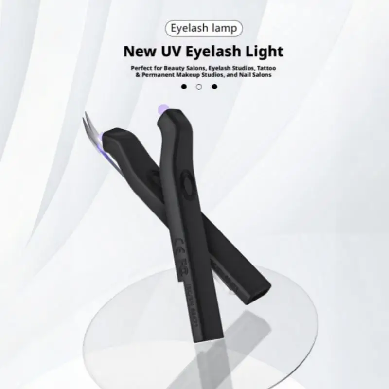 Eyelash Grafting Lamp USB Charging Convenient Handheld Mini Quick Curing Glue Tweezer Type LED Eyelash Curler Special Uv Lamp