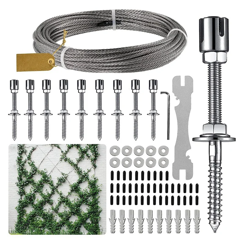 1 Sets Wire Trellis For Climbing Plants Outdoor, 316 Stainless Steel Fastener, Outdoor Climbing Plant Wire Trellis Kit -A