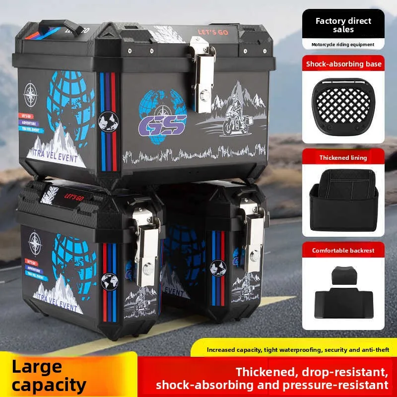 PP Plastic Tail Box, Large Capacity Side Boxes on Both Sides, Electric Vehicle Three Boxes, Non-aluminum Alloy Takeaway Trunk