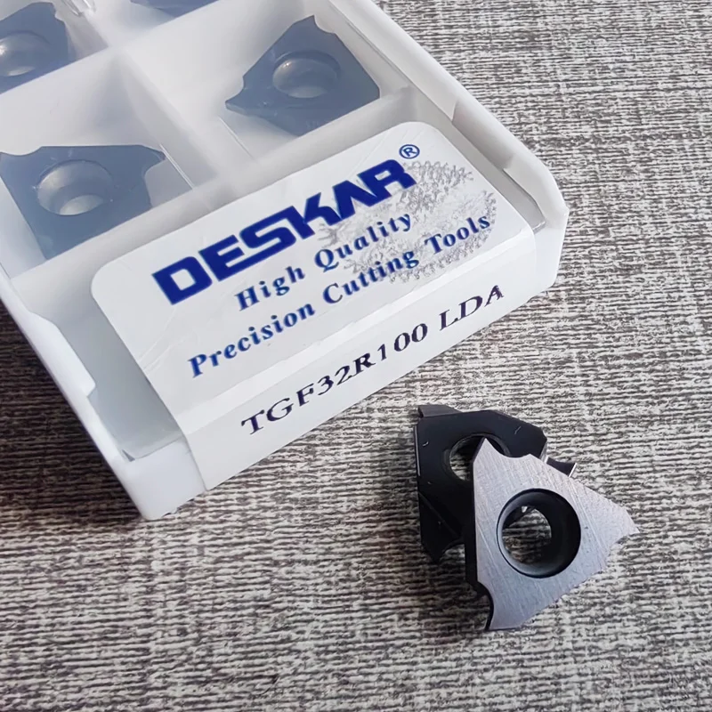 

Твердосплавные сменные пластины DESKAR TGF32R TGF32L TGF LDA LF6018 для наружной неглубокой проточки на токарных станках с ЧПУ, 3 режущих кромки