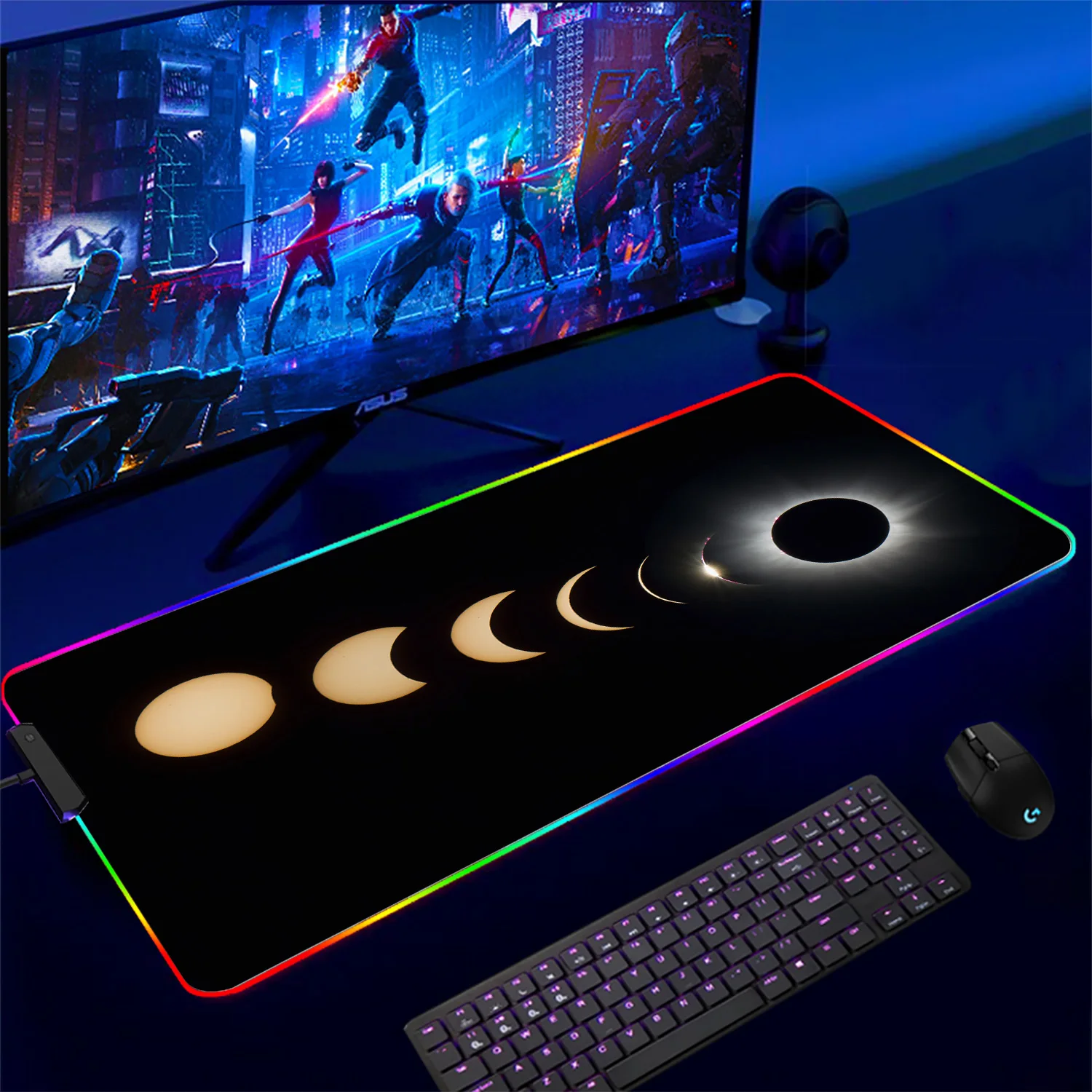 

Mouse Pad Kawaii Moon Star Extra Girly RGB Playmats Cute Carpets Lapto Gamer Purple Pink Magic Large Keyboard MouseMat