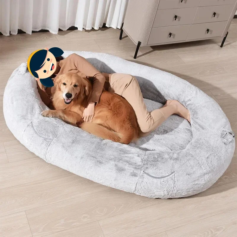 Pillow PP cotton humam dog bed non-slip bottom pet sofa sponge seat cushion, plush oval human dog bed