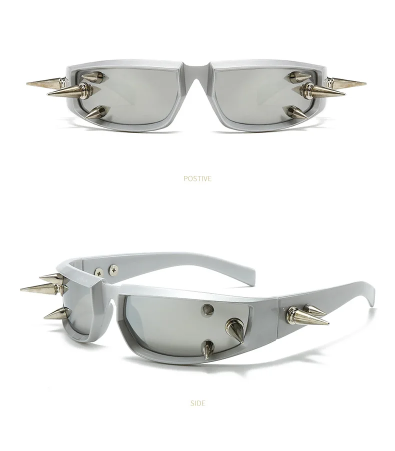 Cyberpunk DIY Unisex Übertriebene Sonnenbrille Niete Motorrad Stil Hip Hop Streetwear Brille Handgemachte Optische Brillen – Detail 19