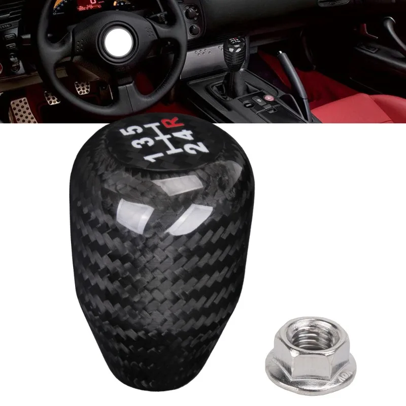 Car modification gear head M10 * 1.5 carbon fiber gear head, transmission lever 5-speed gear head