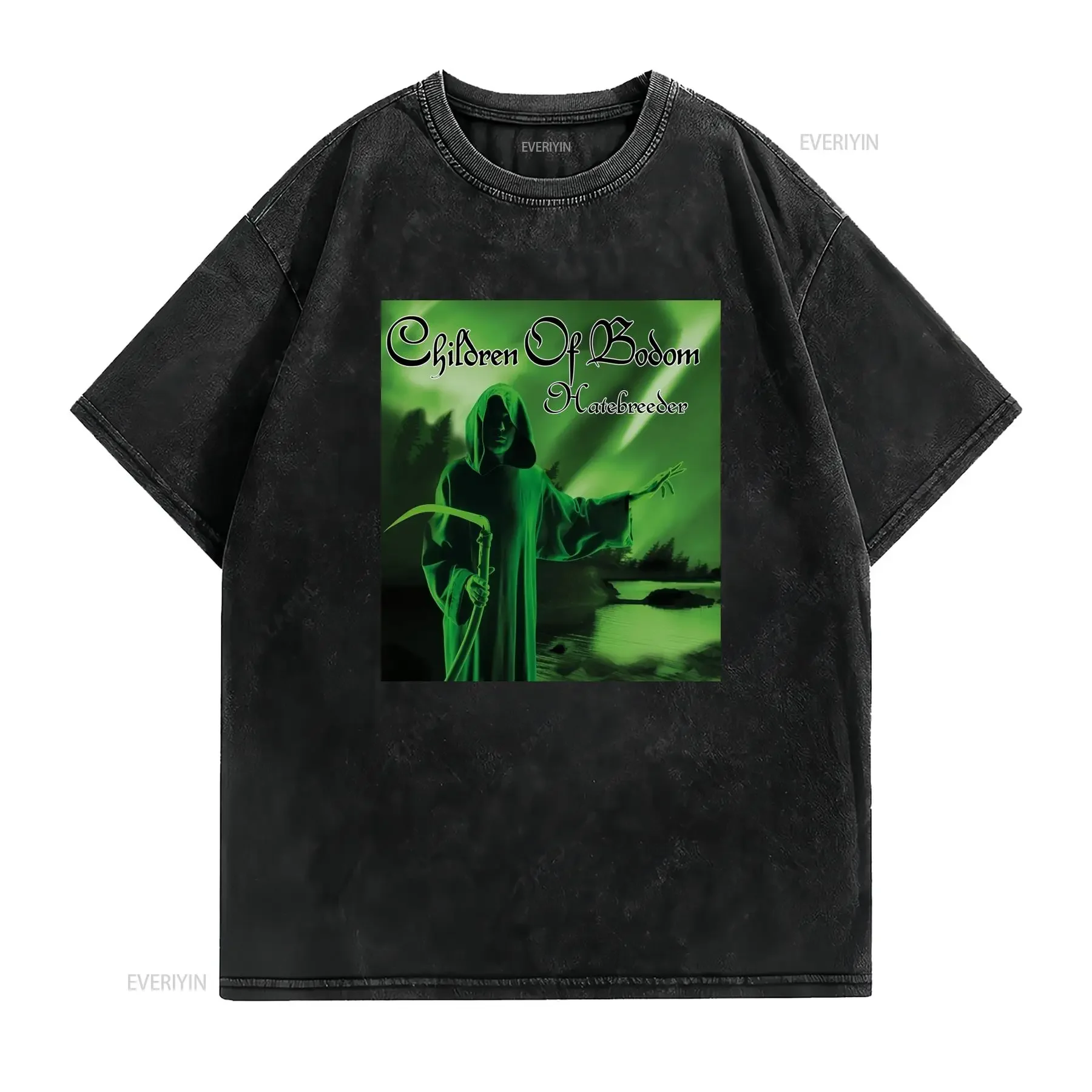 Of Bodom Official Logo Iconic Print T Shirt Heavy Metal Band Merchandise Black for All Season Casual Wear Machine vintage