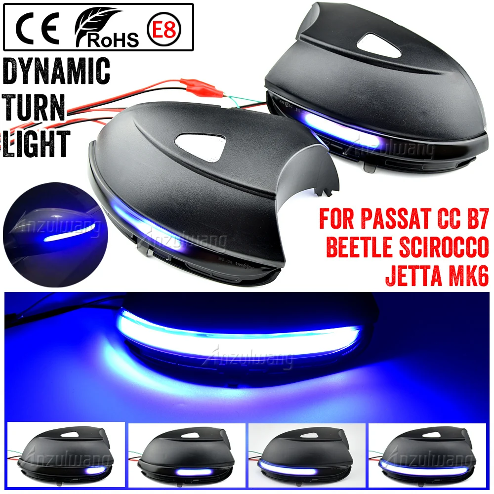 2pcs Dynamic Blinker for VW Passat B7 CC Scirocco LED Turn Signal EOS Light Beetle 2011 2014 Side Mirror Indicator Arrow flasher