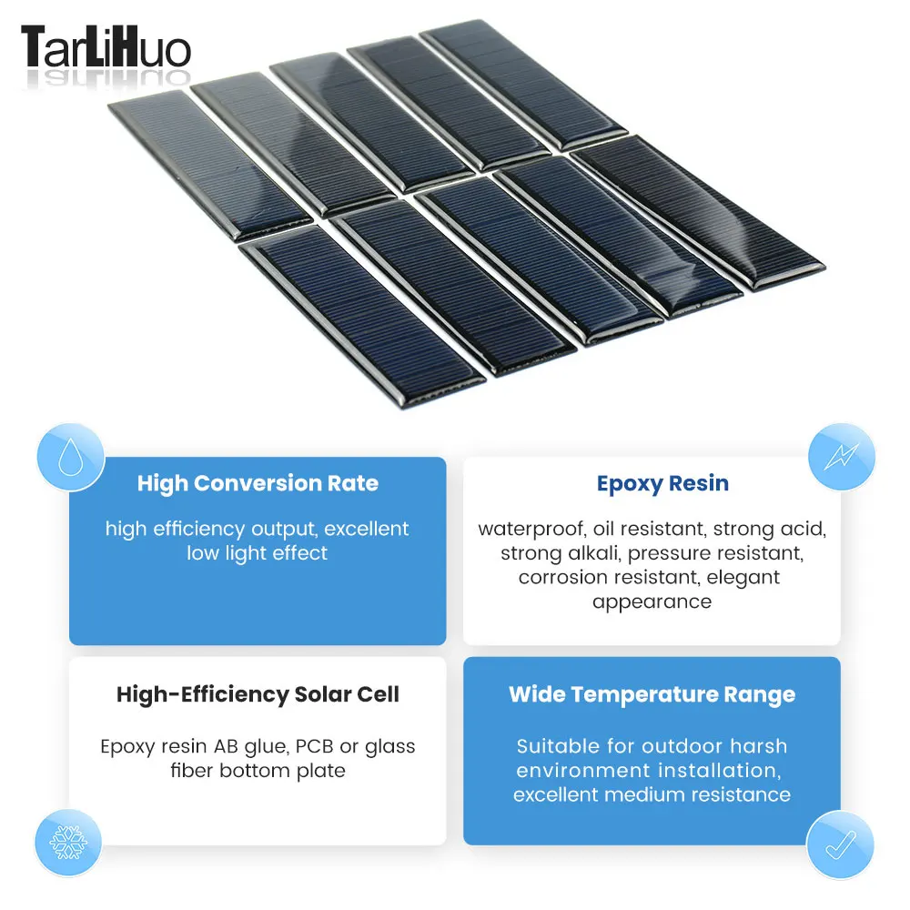 Diy Solar Panels 5V 70mA 100*28mm Monocrystalline Silicon Mini Solar Cells Generation for Battery Phone Chargers Camp Lawn Lamp