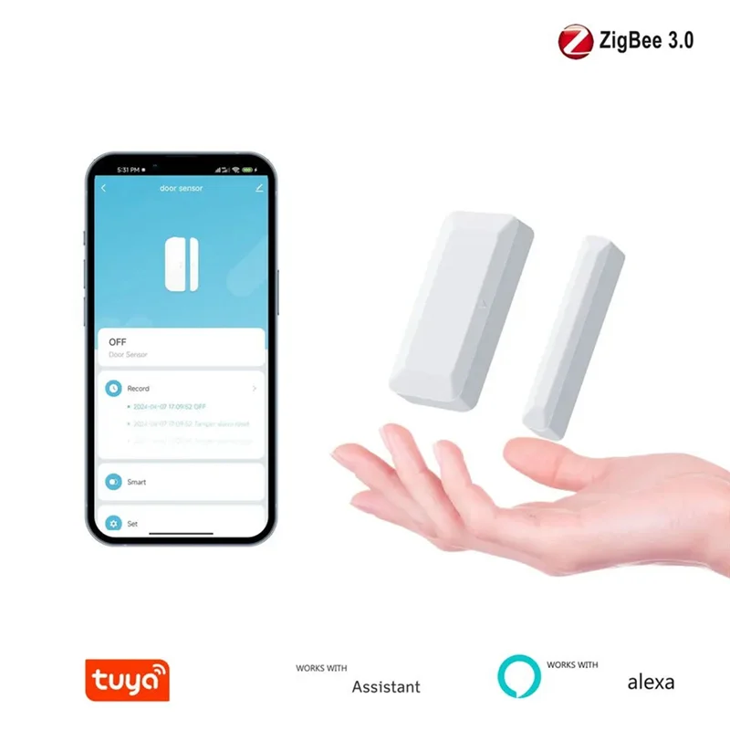 ABJN-Tuya Zigbee Датчик двери Датчик окна Беспроводной умный датчик двери Поддержка сигнализации Домашняя безопасность и автоматизация