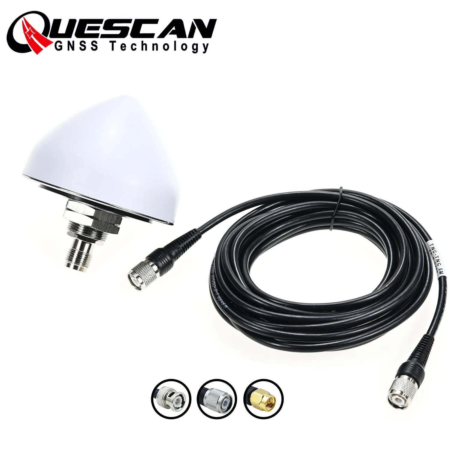 

QUESCAN TN705 40 дБ Активная GPS-антенна 1575,42 МГц Водонепроницаемая антенна RTK GNSS для позиционирования и синхронизации TNC SMA BNC Коаксиальный кабель
