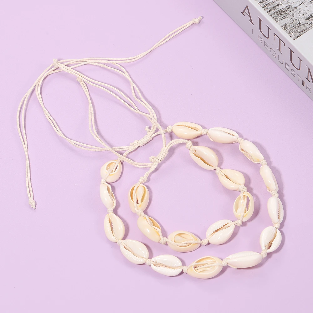 Heiße Geometrie Hohl Shell Perle frauen Halskette Armband Mode Trend Vielseitig Strand Stil Schmuck Geschenk