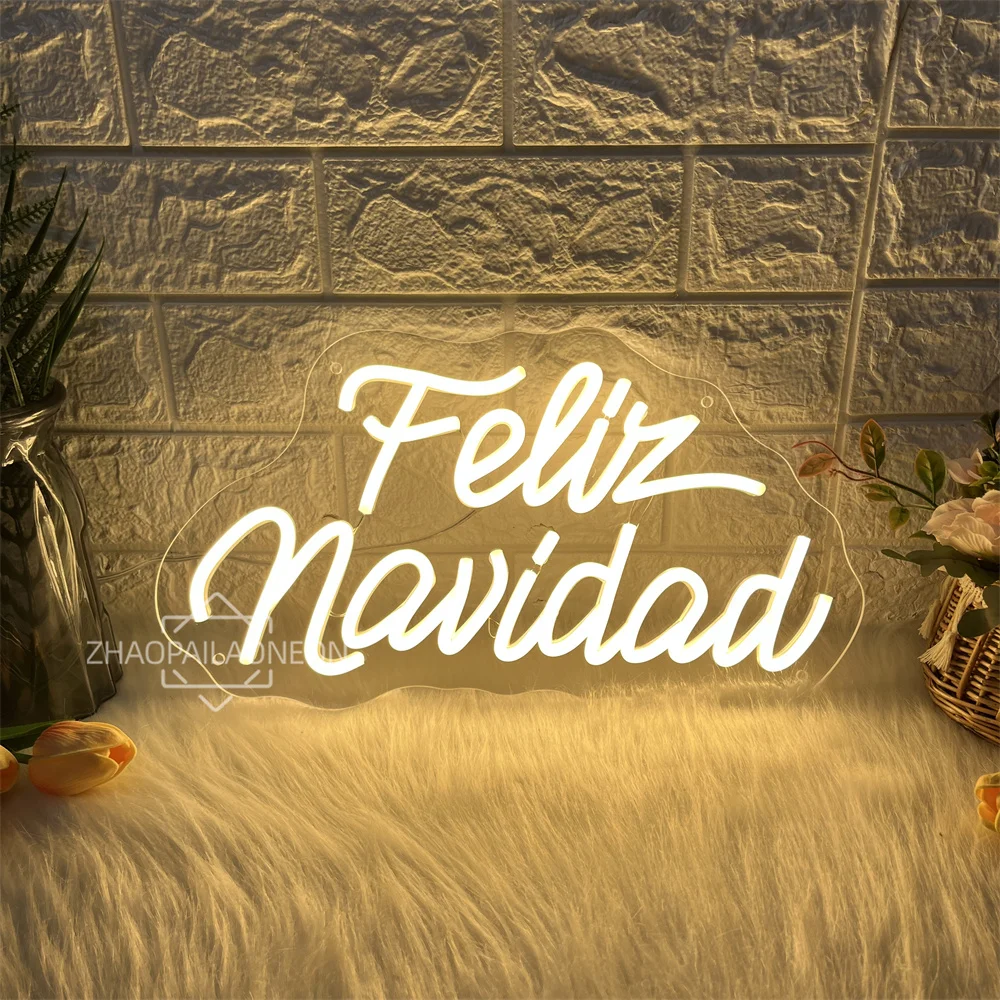 

С Рождеством неоновая светодиодная вывеска Feliz Navidad неоновые огни для детей спальня рождественские украшения вечерние кофейный декор стены подарки