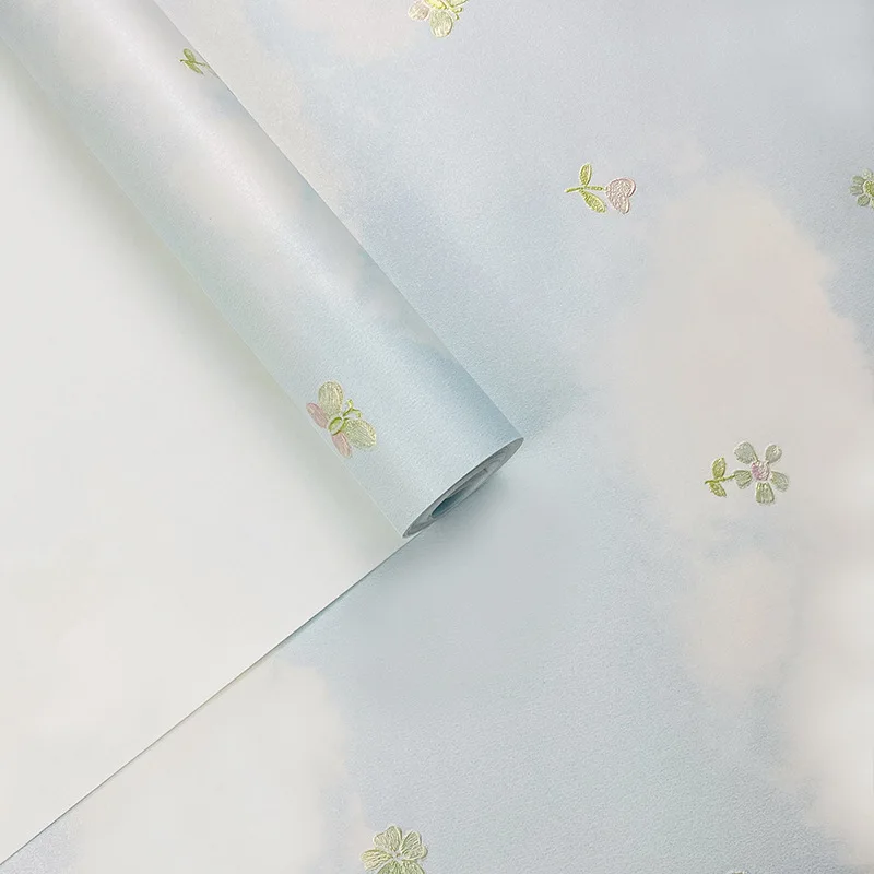 3d Embossed Blue Butterfly Flower Wallpaper Warm Bedroom Children's Room Background Wall Romantic Home Wallpaper Cartoon