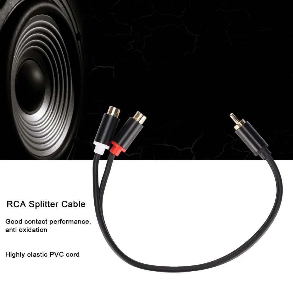 

2PCS Durable Gold Plated for RCA Splitter Cable Plug and Play 0.3m/11.8in 1 Male to 2 Female for RCA Y Adapter Cable HDTV