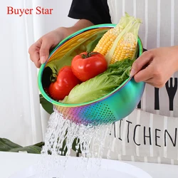 1Pc Rice Washer Strainer Bowl Stainless Steel Rice Washing Bowl Rice Sieve Colander Fruit And Vegetable Strainer Kitchen Tools