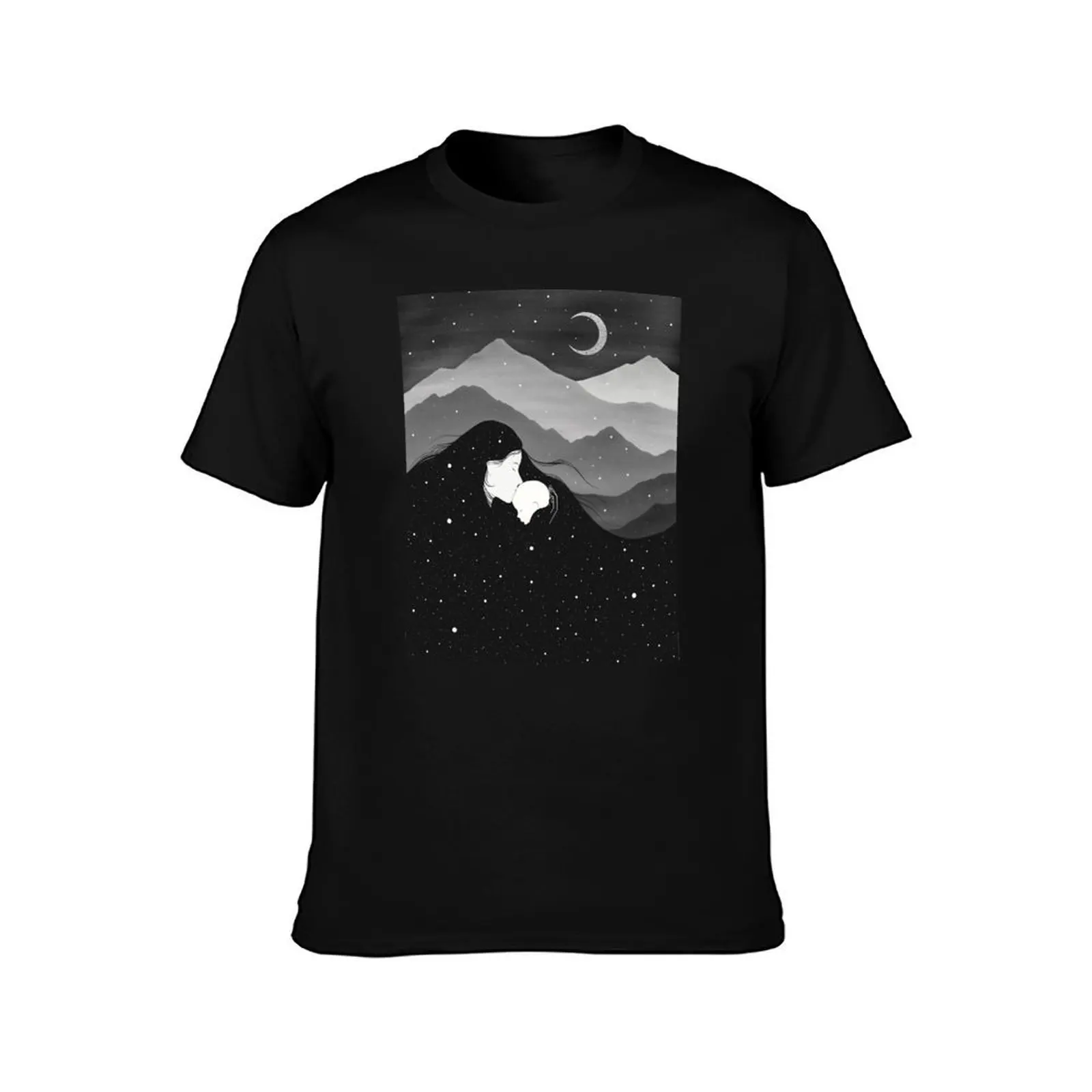 Mountain’s Lullaby - black & white T-Shirt Trendy Casual Short Sleeve Shirt T-Shirt