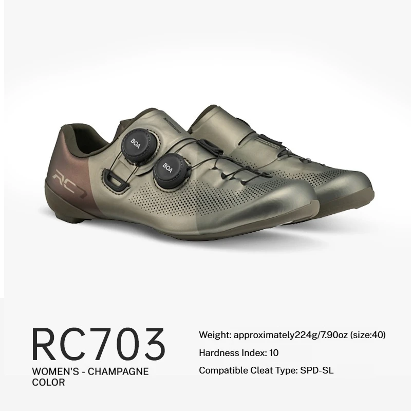 SHIMANO RC703 racefietschoenen met carbonzool, SPD-SL-schoenplaatjes, geschikt voor professionele racefietsen, voor heren en dames.