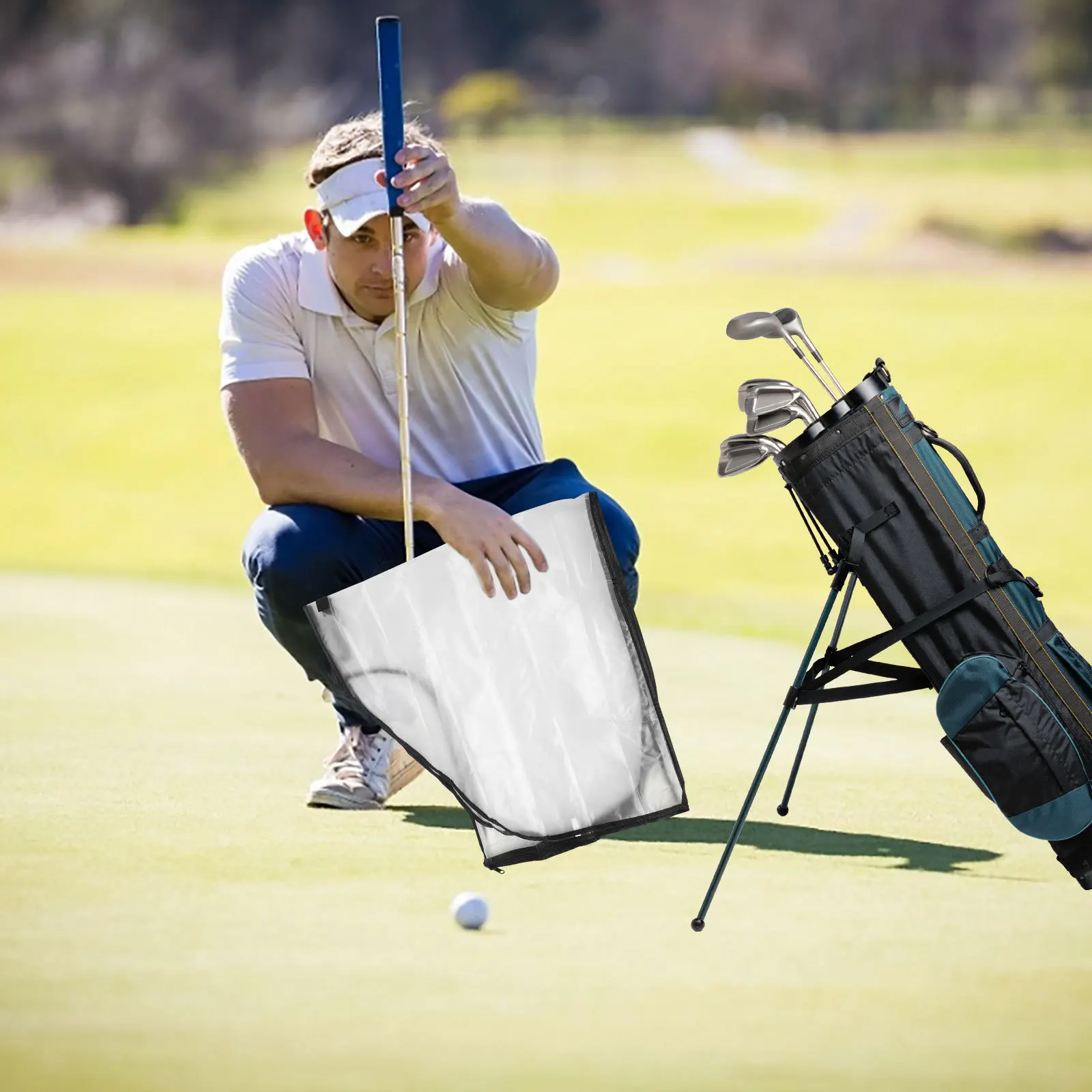 Golf Bag Rain Cover Waterproof Durable Nylon Plastic Portable Golf Push Cart Protection Outdoor Golfs Rainproof Bag Cover