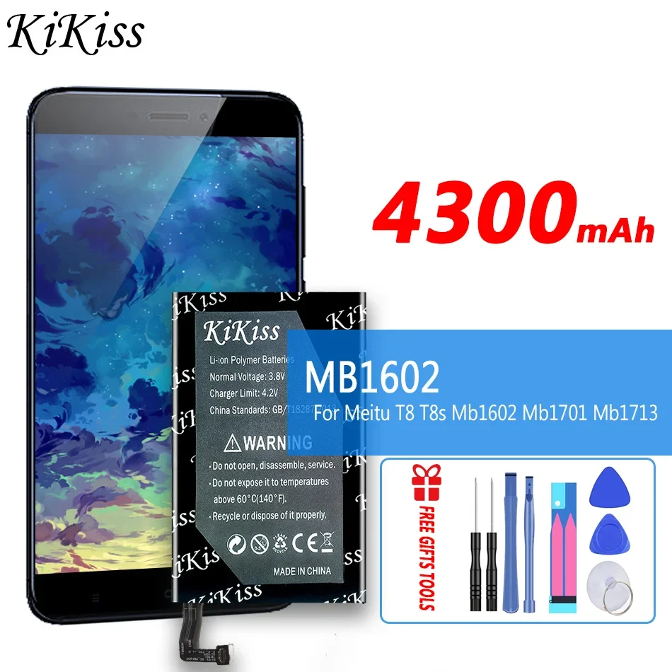 

Аккумулятор KiKiss MB1602 на 4300 мА · ч для Meitu T8 T8s mb1602 Mb1701 Mb1713 мобильный телефон