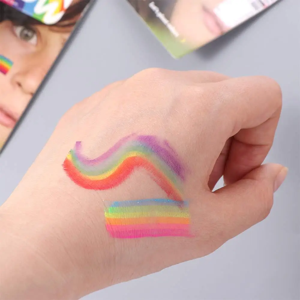 

Paraffin Rainbow Face Paint Stick Fluorescent Washable Art Painting Makeup Pen Easy To Clean Safe Face Paint Pigment Crayons