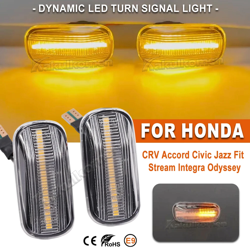 Auto Parts Side Marker Lamp Dynamic LED Turn Signal Lights For Honda CRV Accord Civic Jazz Fit Stream Integra DC5 Odyssey Acura