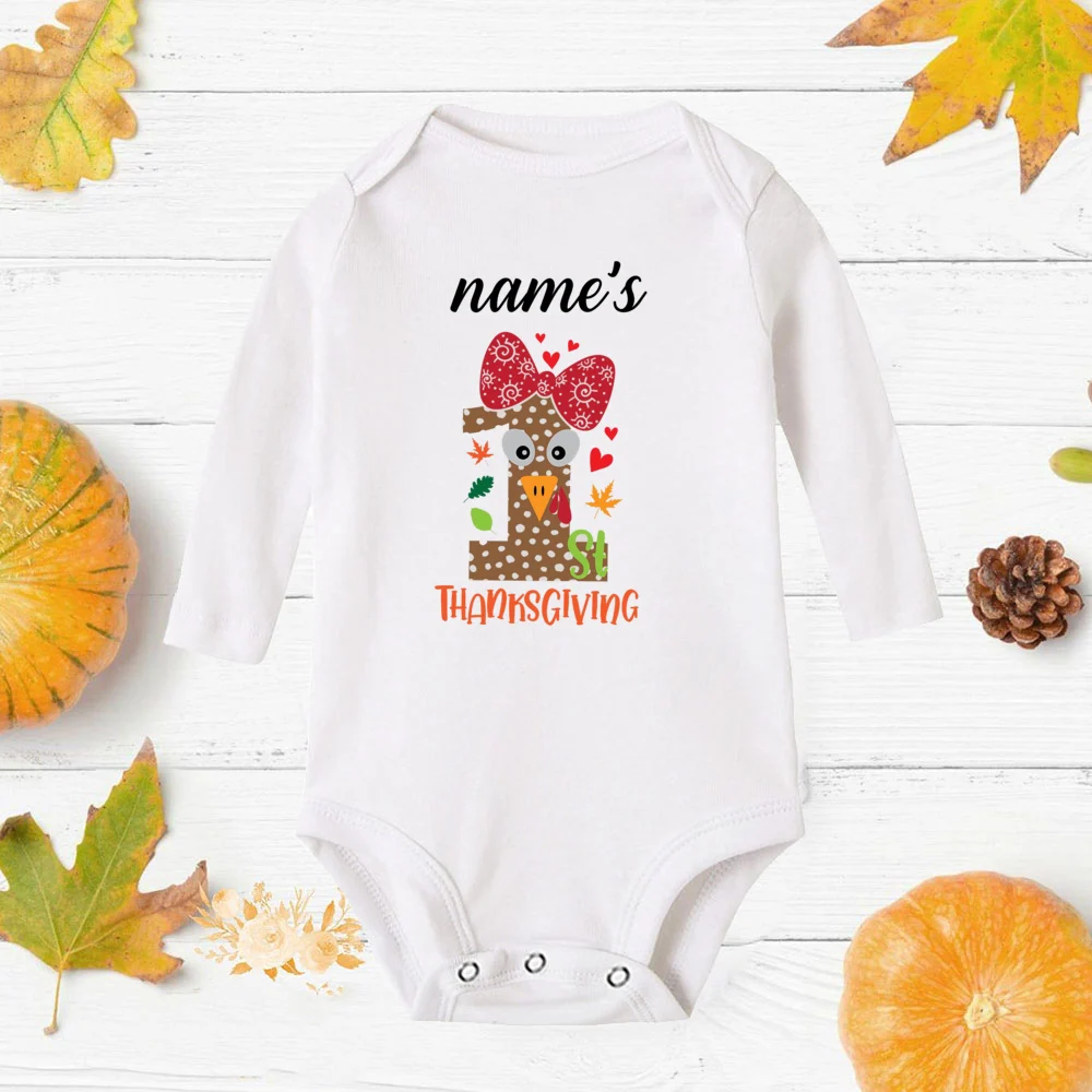 Personalized Baby Jumpsuit  Fall Custom Name Baby Jumpsuit My 1st Thanksgiving Print Toddler Infant Girs Rompers Outfits