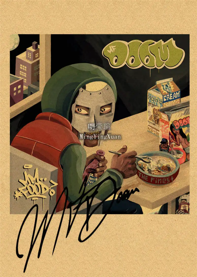 MF DOOM Posters Retro Kraft Paper Vintage Room Home Bar Cafe Decor Aesthetic Art Wall Painting gift