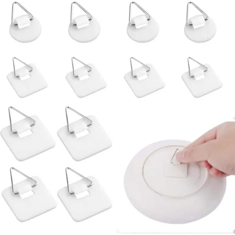 AzureRay Lot de 12 crochets adhésifs invisibles pour tableau et cadre - Crochets adhésifs pour tableau/cadre sans perçage, texture lin