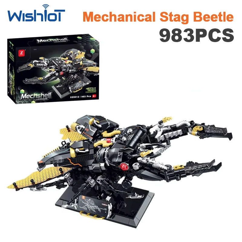 983Pcs Mechanical Emperor Flat Shovel Building Blocks Electric Cyber Mechanical Insects Bricks Construction Toys For Kids Gifts
