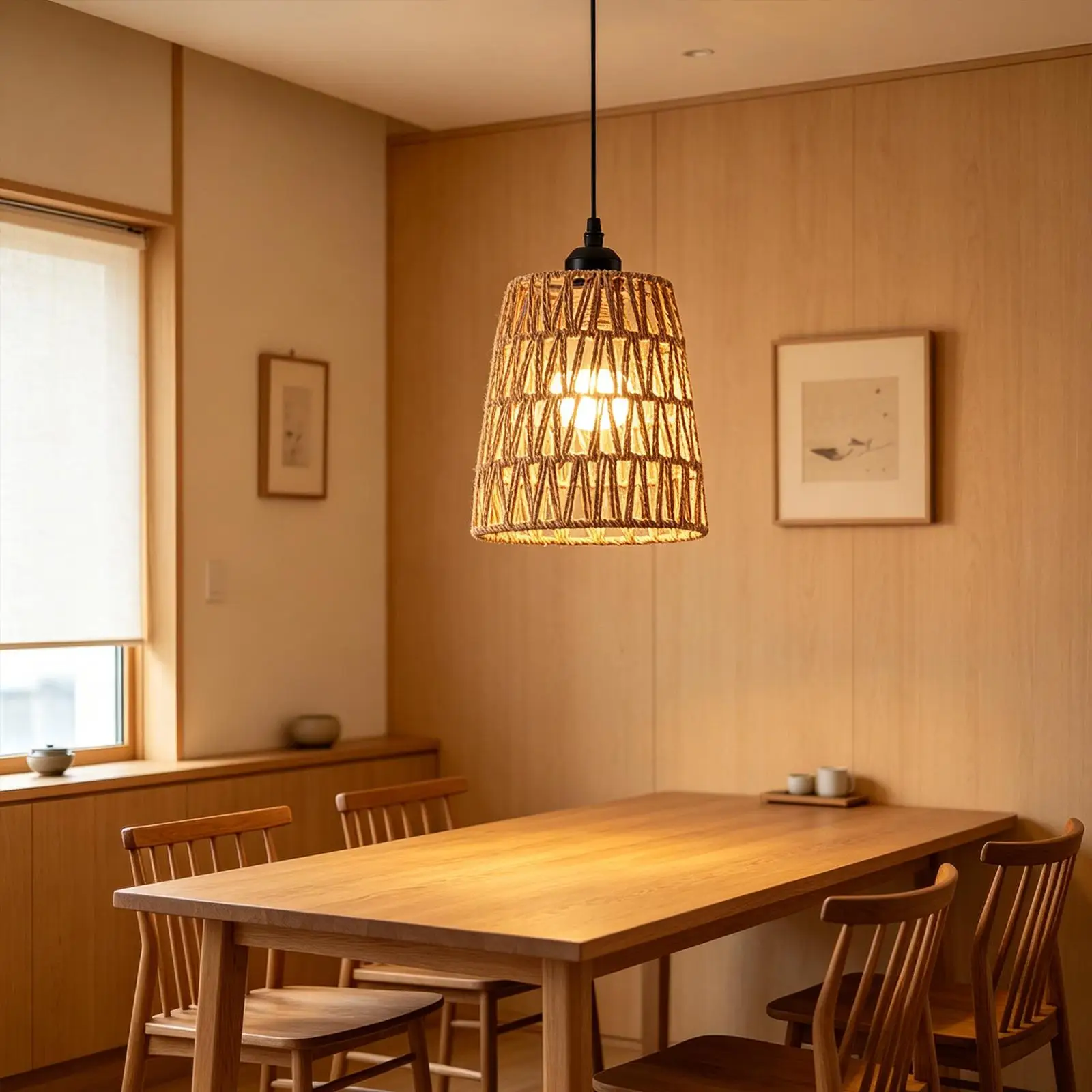 ヴィンテージデザインペンダントランプシェード手織り頑丈な交換用ライトシェードライトケージカバーラウンジルームカフェ新築祝いギフト用