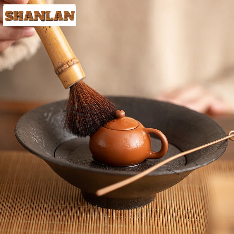 HOYIHM Mini Purple Clay Teapot Tea Pet Decoration Boutique Fingertip Pot Ornament Tea Table Accessories Home Flowerpot Gifts Cha