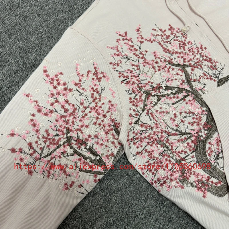 

26ss DERSCHUTZE Long Sleeve Plum Blossom Embroidered Hoodie High Quality Casual Loose DERSCHUTZE Men's and Women's Clothing