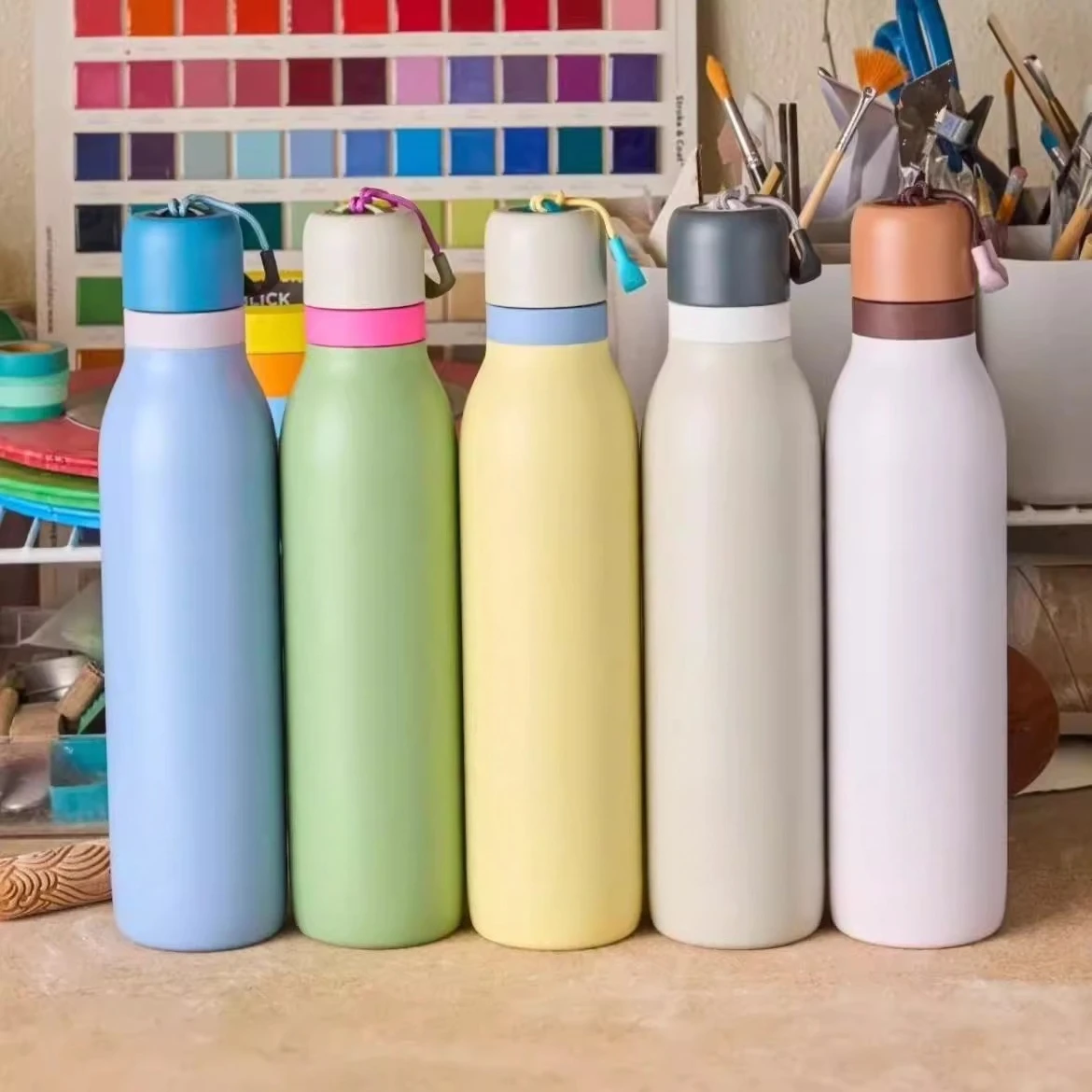New macaron color series small-mouth bottle stainless steel insulated cup outdoor sports large-capacity frosted drinking cup