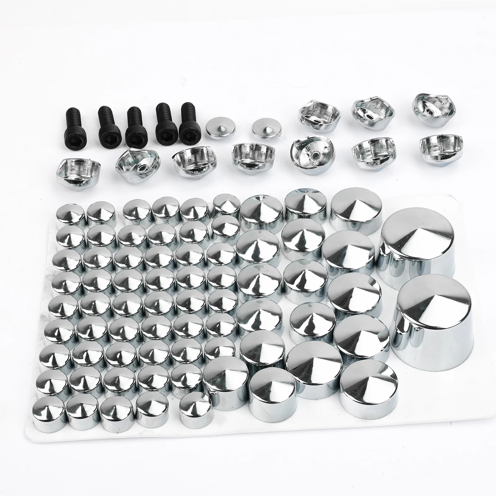 81Pcs Bolt Cover Engine Decor Kit For Harley Softail Twin Cam 2007-2013 Toppers Caps Cover Set Screw Caps Chrome Plated Motorcyc