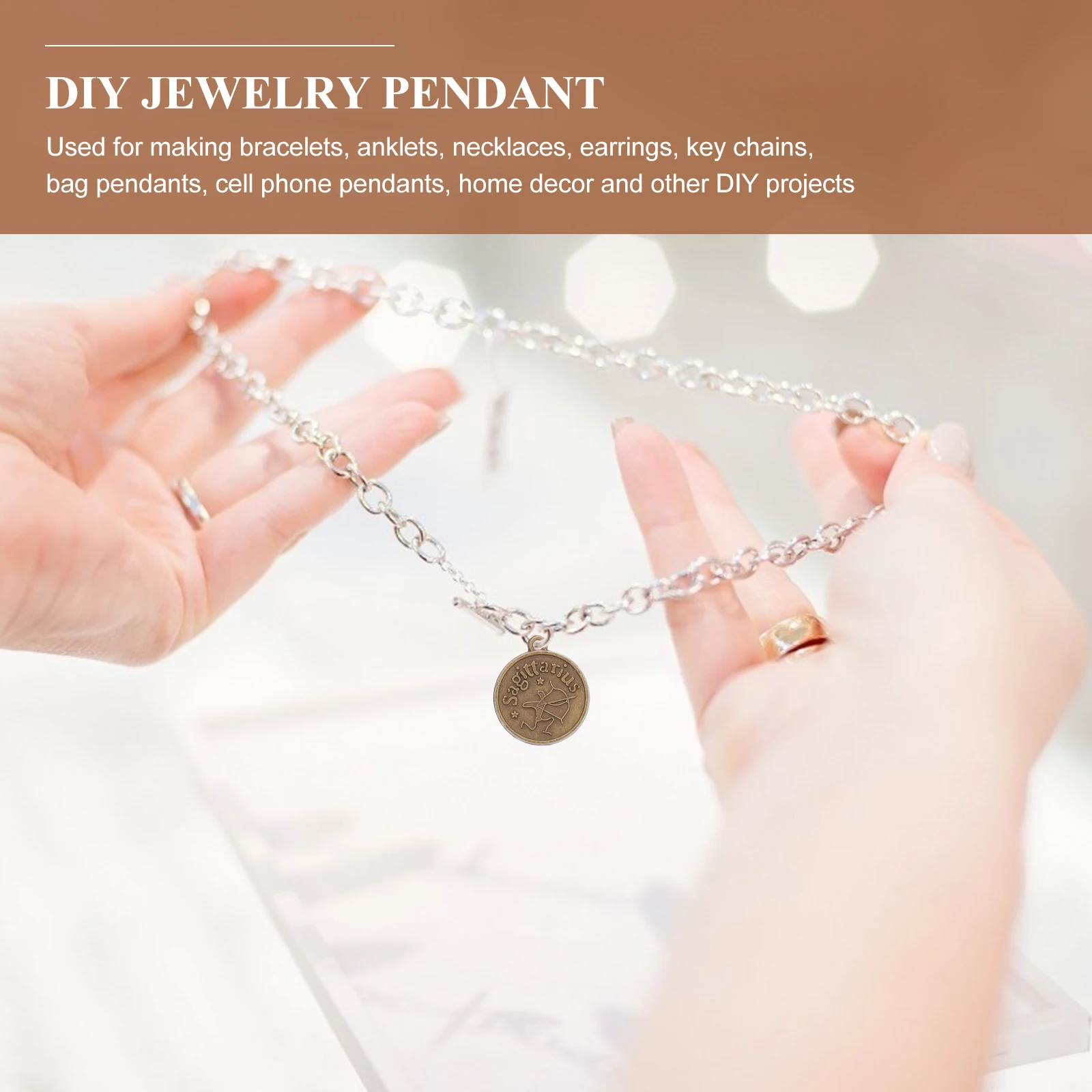 

24 Pcs Zodiac Pendant Stainless Steel Charms Necklace Pendants Bulk for Jewelry Earrings