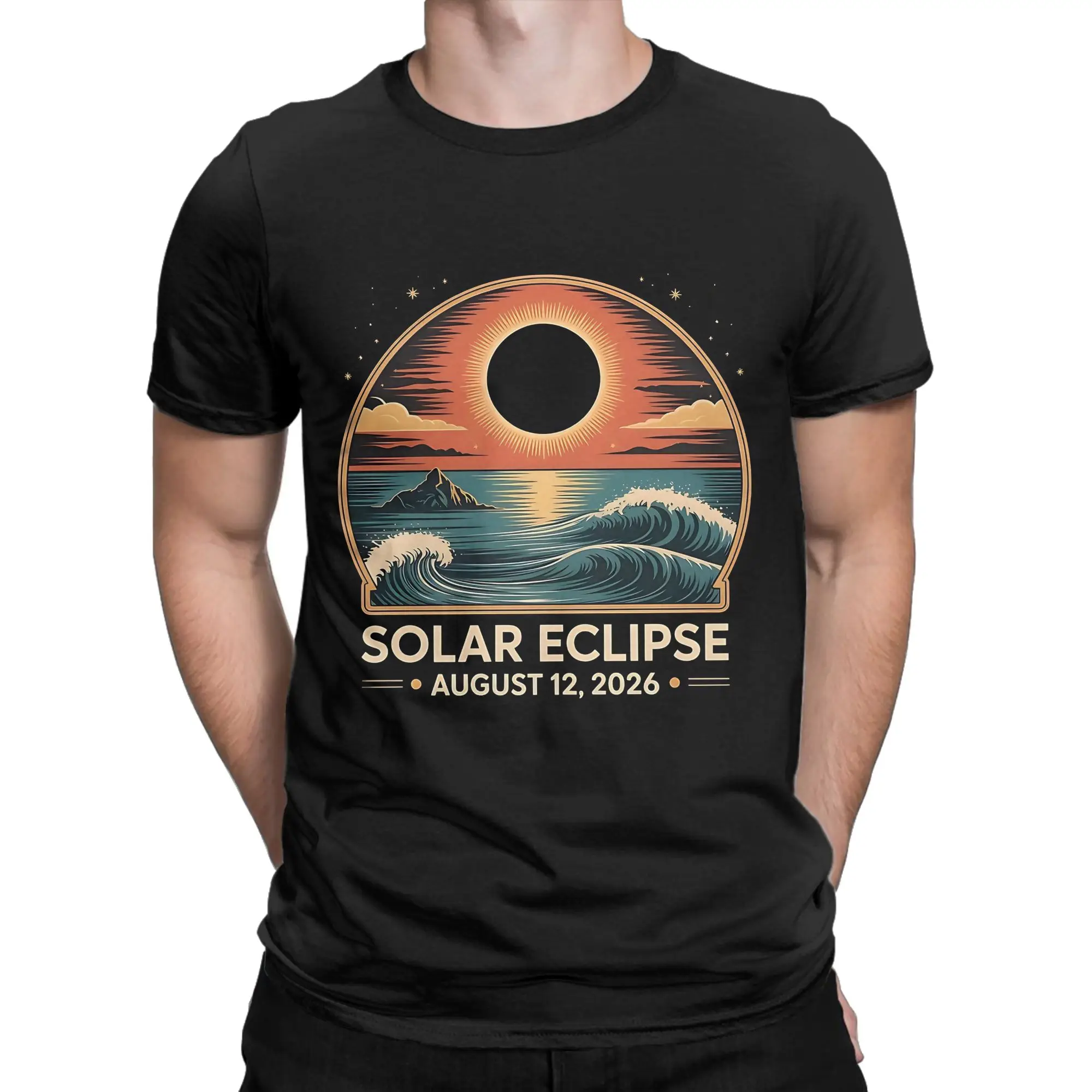 Total Eclipse 2026 August 12 Solar Eclipse Adventure in Spain and Iceland T Shirt Cotton Clothing Crewneck Short Sleeve