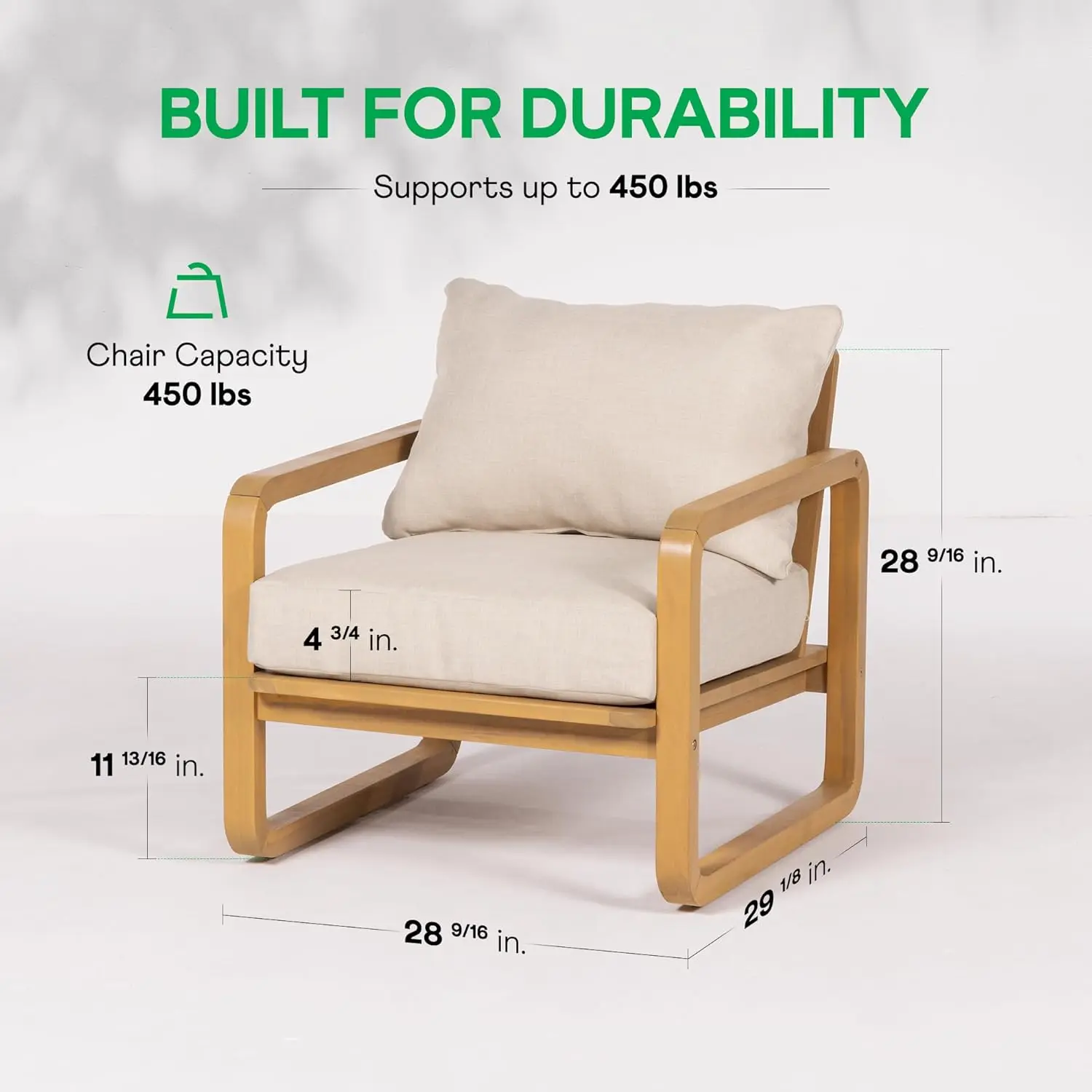 Conjunto de 2 cadeiras club Idzo Ivy Wood – tecido bege, poltrona de madeira para exterior com almofadas para pátio, jardim ou varanda Re