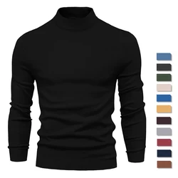 2024 New Autumn and Winter Basic Thickened Warm Sweater Men's Mid-collar Slim Men's Sweater Men's Classic Sweater